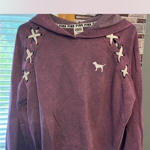 PINK Victoria's Secret Women's Purple Lace-Up Hoodie #vintage #Y2K
